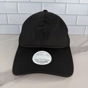 Miami Marlins Hat Cap Strap Back Womens One Size Triple Black New Era 9TWENTY